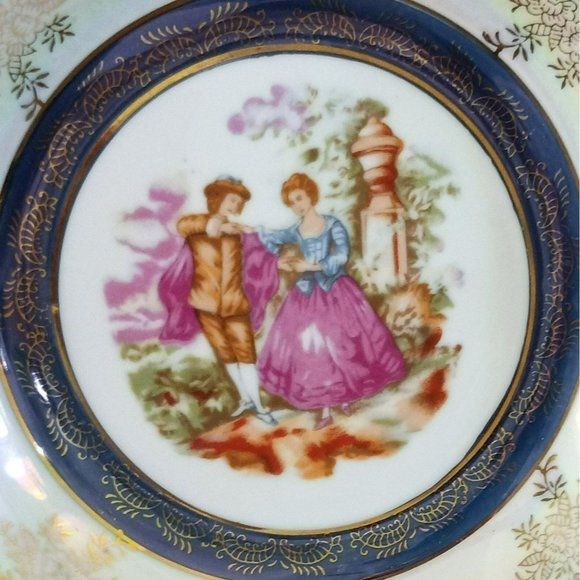 Vintage Lusterware Candy Dish w/handle, Porcelain Basket with Removeable Metal B - Picture 3 of 9